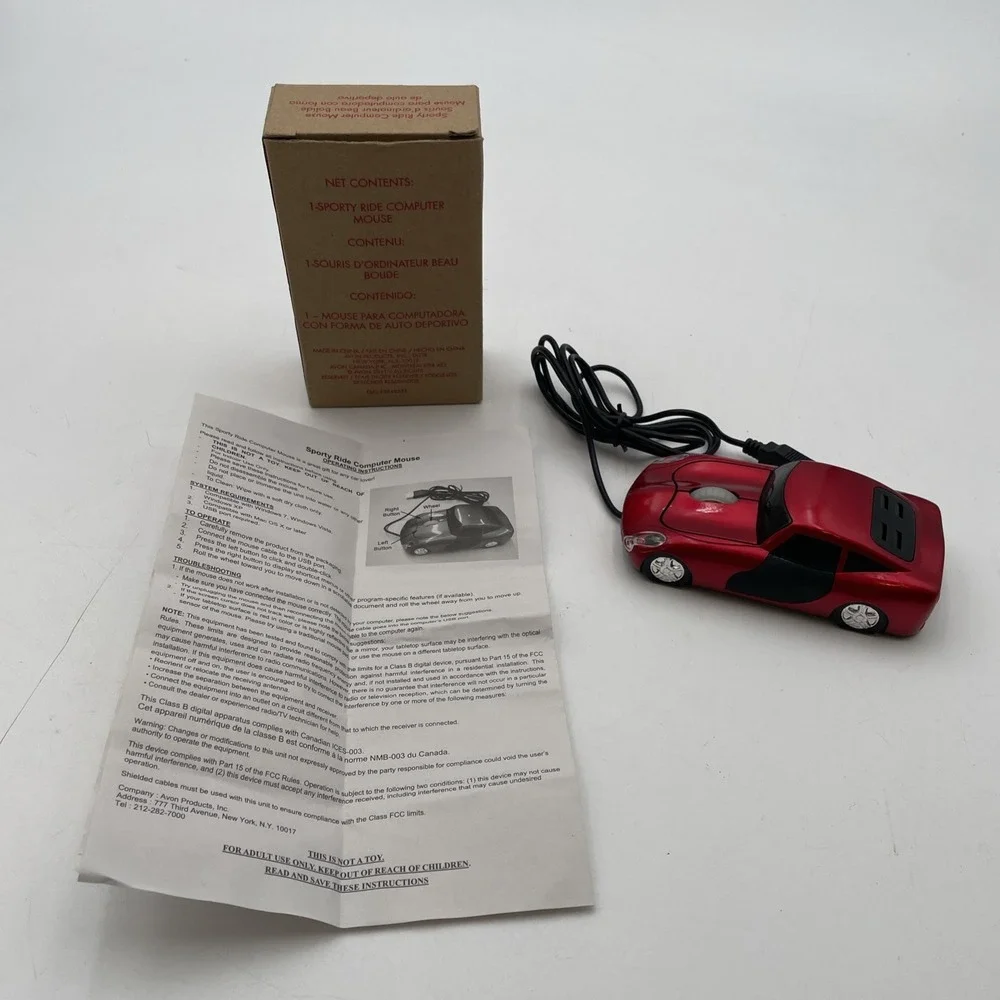 Avon Products Sporty Red Car Commputer Mouse Wired USB OPEN BOX